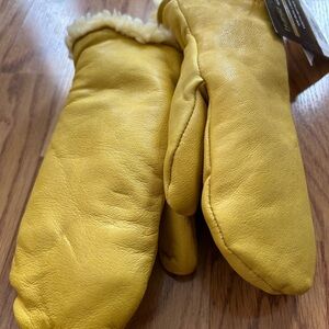 Youth Yellow Leather Chopper Mittens